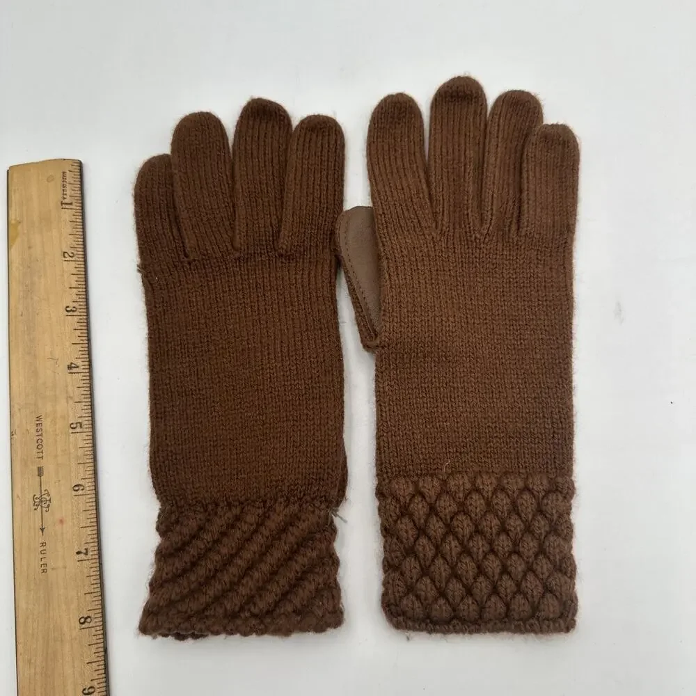 Vintage Brown Knitted Gloves Size S/M